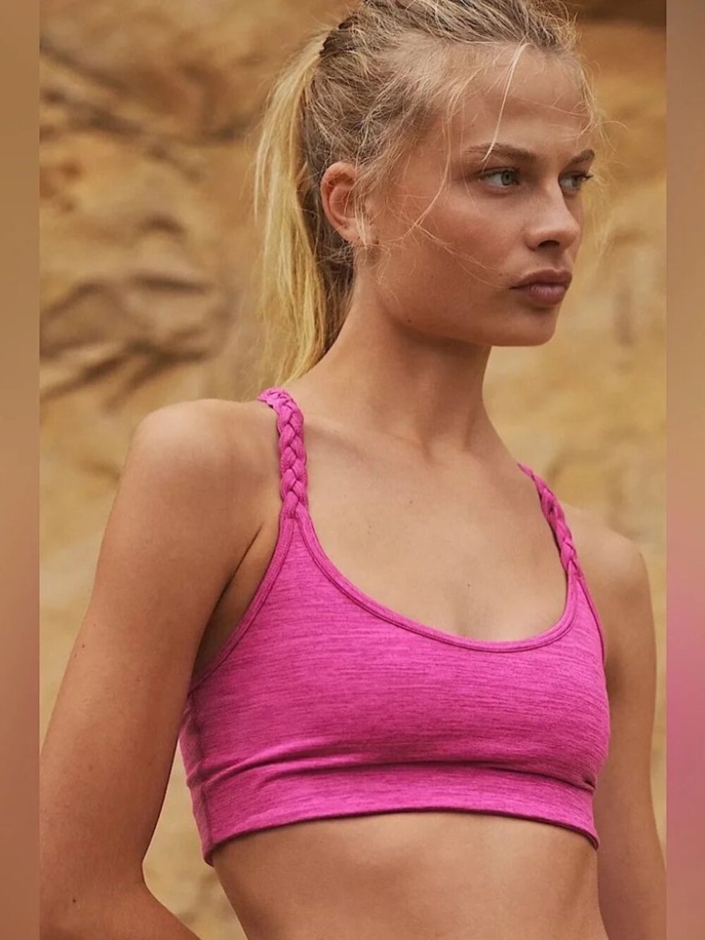 Free People Wrapped Up Heathered Bra Size Medium Pink